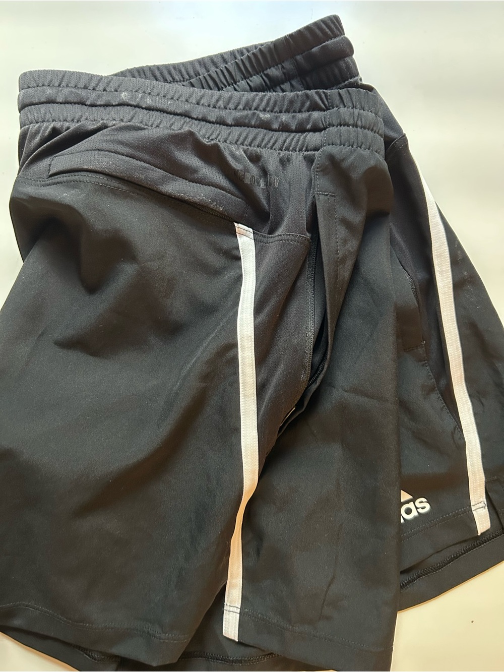 adidas Black Athletic Shorts with White Side Stripes